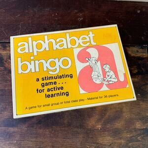 Vintage 70s Alphabet Bingo Small Group 36 Players Classroom Preschool English